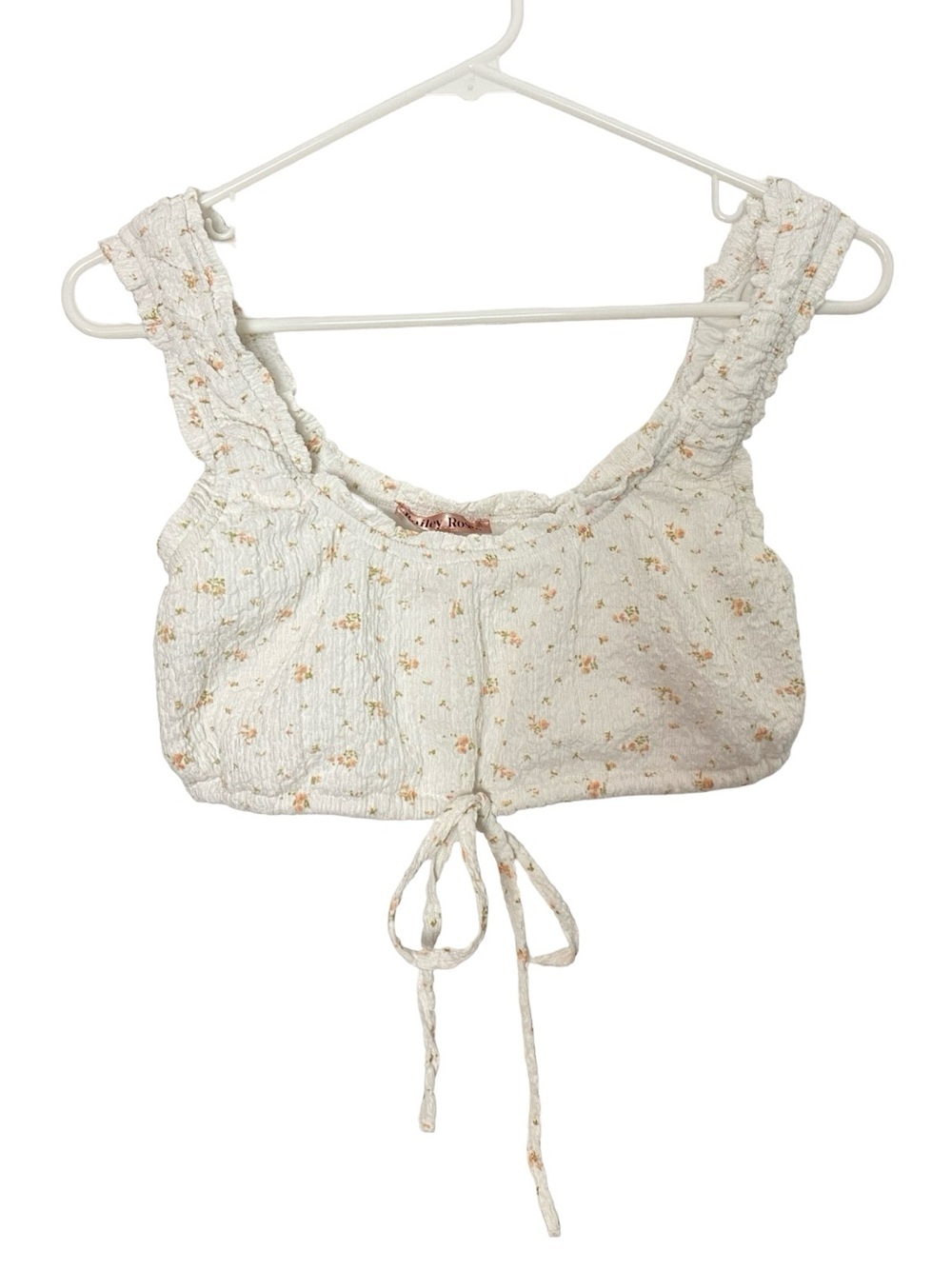 Bailey Rose Floral Cropped Top Womens Size XS Shirt Crop Flower Crepe Texture